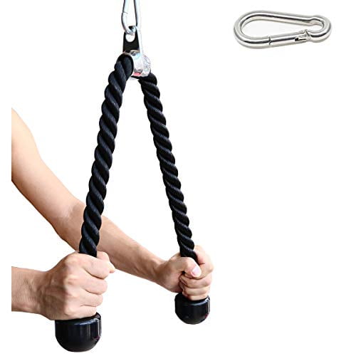 27-inch Heavy Duty Coated Nylon Rope Easy to Grip & Non Slip Cable Attachment with Solid Rubber Ends and Chrome Plated Attachment Tricep Rope Pull Down 27-inch Heavy Duty Coated Nylon Rope Easy to Grip & Non Slip Cable Attachment with Solid Rubber Ends and Chrome Plated Attachment Tricep Rope Pull Down